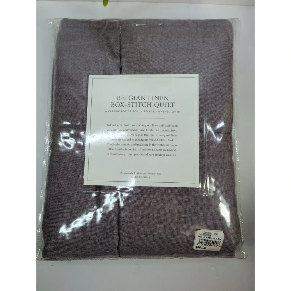 SEALED NEW🚨Restoration Hardware Belgian Linen BOX-Stitch Quilt King Pillow Sham